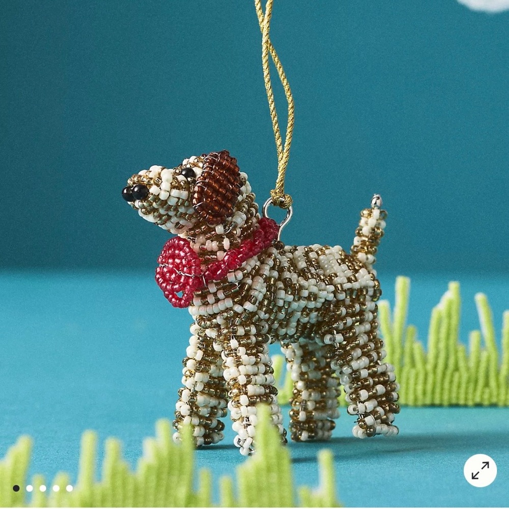 NWT ANTHROPOLOGIE Beaded Dog Ornament DOODLE - Picture 1 of 10
